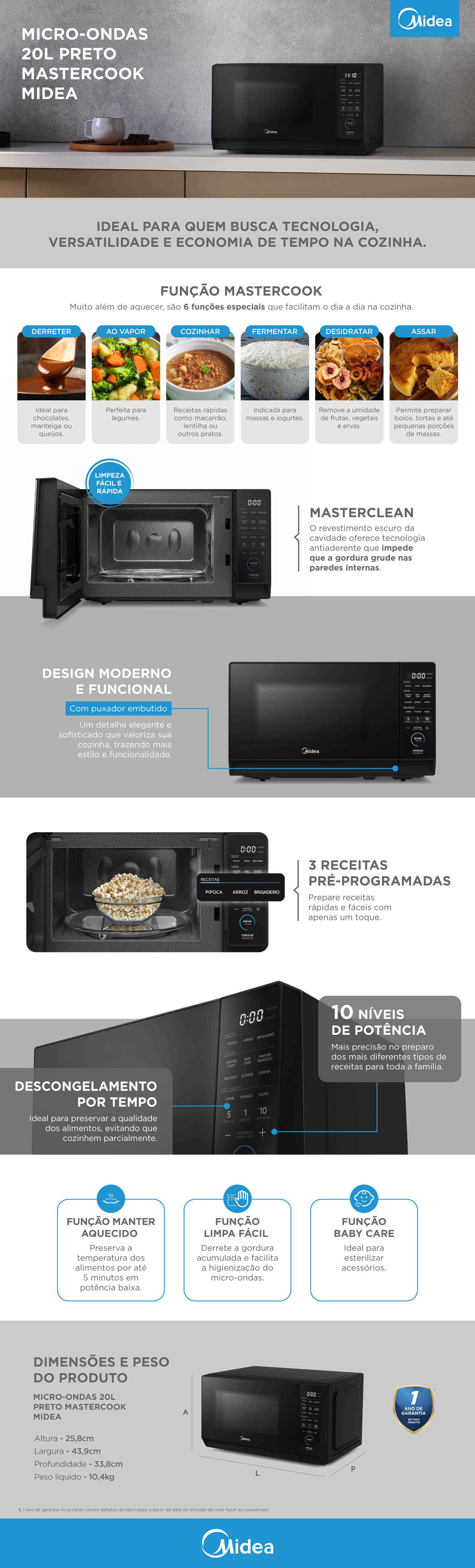 meページ Micro-Ondas 20L Preto MasterCook | Midea